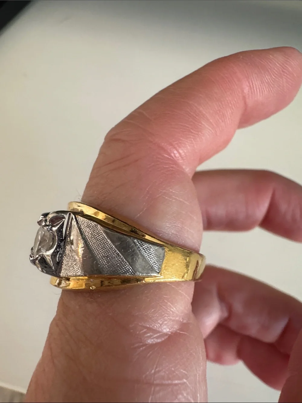 Vintage Joseph Esposito gold plated ring with simulated diamond size 11